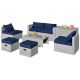 Costway 8-Pieces Wicker Patio Conversation Set Storage Waterproof Cover with Navy Cushion