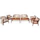 Costway 8-pc Wood and Wicker Furniture Set with Brown Cushions