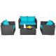 Costway Black 4-Piece Wicker Patio Conversation Set w/ Turquoise Cushions