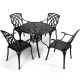 Costway Black 5-pc Cast Aluminum Round Outdoor Dining Set Garden Deck Furniture