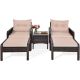 Costway Brown 5 pc Rattan Wicker Patio Conversation Ottoman Sofa Coffee Table Set w/ Yellowish Cushion