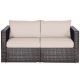Costway Island 2-pc Wicker Patio Conversation Set with Beige Cushions