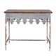 3R Studios Bungalow Lane Zinc/Brown Metal Scalloped Edge Wood Top Console Table