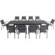 Hanover Dawson 11-pc Aluminum Outdoor Dining Set with 10-Sling Chairs and an Expandable 40 in. x 118 in. Table