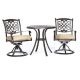 Black Gold 3-Piece Cast Aluminum Round Outdoor Bistro Set with Glider Chairs Cushion