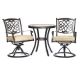 Black Gold 3-Piece Cast Aluminum Round Outdoor Bistro Set with Beige Cushion