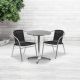 Flash Furniture 3-Piece Aluminum Outdoor Dining Set 23.5 in. Round Outdoor Table Set with 2 Rattan Chairs in Black
