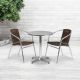 Flash Furniture 3-Piece Aluminum Outdoor Dining Set 23.5 in. Round Outdoor Table Set with 2 Rattan Chairs in Dark Brown