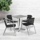 Flash Furniture 5-Piece Aluminum Outdoor Dining Set 23.5 in. Round Outdoor Table Set with 4 Rattan Chairs in Black