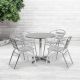 Flash Furniture 5-Piece Aluminum Outdoor Dining Set 31.5 in. Round Outdoor Table Set with 4 Slat Back Chairs in Silver