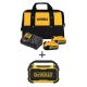 DEWALT 20-Volt MAX Bluetooth Speaker with Premium Battery Pack 5.0 Ah (2-Pack), Charger and Kit Bag