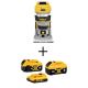 DEWALT 20V MAX XR Cordless Brushless Compact Fixed Base Router with 20V MAX XR 6 Ah Battery, XR 4 Ah Battery and 2 Ah Battery