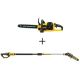 DEWALT 16-inch 60V MAX Lithium-Ion Cordless FLEXVOLT Brushless Chainsaw w/2Ah Battery, Charger & 8-inch 20V Pole Saw(Tool Only)