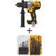 DEWALT 20-Volt MAX XR Cordless Brushless 3-Speed 1/2 in. Hammer Drill (Tool-Only) with Black and Gold Drill Bit Set (21-Piece)