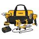 DEWALT 20 Volt MAX Lithium-Ion Cordless Grease Gun, Impact Wrench, Light Combo Kit (3-Tool) w/ (2) Batteries 4Ah, Charger & Bag