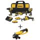 DEWALT ATOMIC 20V MAX Cordless Brushless Combo Kit (4-Tool) and 20V MAX Cordless 4-1/2 in. to 5 in. Grinder
