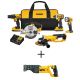 DEWALT 20-Volt Max Li-Ion Cordless Combo Kit (5-Tool) w/ (2) Batteries 2Ah, Charger & Tool Bag w/ 20-V Recip Saw (Tool-Only)