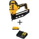 DEWALT 20-Volt MAX XR 16-Gauge Lithium-Ion Cordless Angled Finish Nailer (Tool-Only) with Bonus 3 Ah Battery Pack and Charger