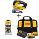 DEWALT 20-Volt MAX Li-Ion Cordless Brushless Jigsaw (Tool-Only) with Router (Tool-Only), 2 Battery 5 Ah, Charger and Bag