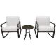 Hanover Denver 3-Piece Aluminum Patio Conversation Set with Tan Cushions
