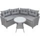 maocao hoom Gray 4-Piece Wicker Outdoor Sectional Set Patio Furniture Set w/ Round Table and Gray Cushions