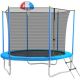 maocao hoom 8 ft. Blue Backyard Trampoline w/ Safety Enclosure, Basketball Hoop and Ladder