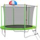 maocao hoom 10 ft. Green Backyard Trampoline w/ Safety Enclosure, Basketball Hoop and Ladder