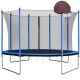 maocao hoom 10 ft. Round Backyard Trampoline w/ Safety Enclosure, Basketball Hoop and Ladder in Blue