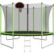 maocao hoom 10 ft. Round Backyard Trampoline w/ Safety Enclosure, Basketball Hoop and Ladder in Green