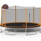 maocao hoom 14 ft. Round Backyard Trampoline w/ Safety Enclosure, Basketball Hoop and Ladder in Orange