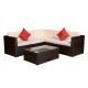 Brown 4-Piece PE Wicker Rattan Outdoor Sectional Furniture Sofa Set with Coffee Table and Beige Cushions