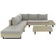 Beige 3-Piece PE Wicker Outdoor L-Shaped Sectional Sofa Patio Conversation Set with Glass Table and Light Gray Cushions