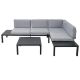 Black 3-Piece Aluminum Alloy Outdoor Sofa Sectional Set with End Table with Gray Cushion