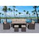 Dark Brown 6-Piece PE Plastic Rattan Wicker Outdoor Patio Garden and Coffee Sofa Sectional Set with Brown Cushion