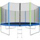Tatayosi 12FT Round Outdoor Recreational Trampoline w/ Safety Enclosure Net, Ladder and 8 Wind Stakes
