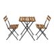Tatayosi 3-pc Teak Wood Outdoor Bistro Set Folding Table and Chair Set with Blue Cushion