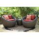 AE Outdoor Corona 3-Piece All-Weather Wicker Patio Deep Seating Set with Sunbrella Red Cushions