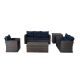 5-Piece Wicker Outdoor Dining Set w/ Washed Blue Cushion