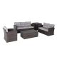 5-Piece Wicker Outdoor Dining Set w/ Washed Gray Cushion