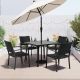Harper & Bright Designs Black 5-Piece Wicker Outdoor Dining Set with Umbrella Hole
