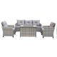 DIRECT WICKER Maxwell 5-Pieces Wicker Patio Fire Pit Conversation Set w/ Gray Cushions