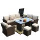 DIRECT WICKER Hermione 7-Piece Steel Wicker Patio Furniture Outdoor Sectional Sofa Set w/ Beige Cushions and Ottomans
