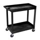 H Wilson E Series 18 in. W x 35 in. L 2-Tub Shelf Utility Cart, Black