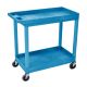 H Wilson 18 inch x 35 inch 2-Tub Shelf Utility Cart, Blue