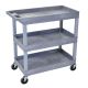 H Wilson 18 inch x 35 inch 3-Tub Shelf Utility Cart, Gray