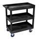 H Wilson Heavy Duty EC Series 18 inch W x 35 inch L 3-Tub Shelf Utility Cart, Black