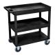 Luxor 35.25 in. W x 18 in. D x 37.25 in. H 3 Tub Shelf Utility Cart w/ 5 in. Casters in Black