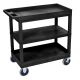 Luxor EC 35.25 in. W x 18 in. D x 37.25 in. H 3-Shelf Utility Cart w/ 5 in. Casters in Black
