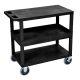 Luxor EC 35.25 in. W x 18 in. D x 35.5 in. H Utility Cart w/ 2-Flat 1-Tub Shelf w/ 5 in. Casters in Black