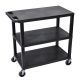 Luxor EC 35.25 inch W x 18 inch D x 34.5 inch H 3-Flat Shelf Utility Cart in Black